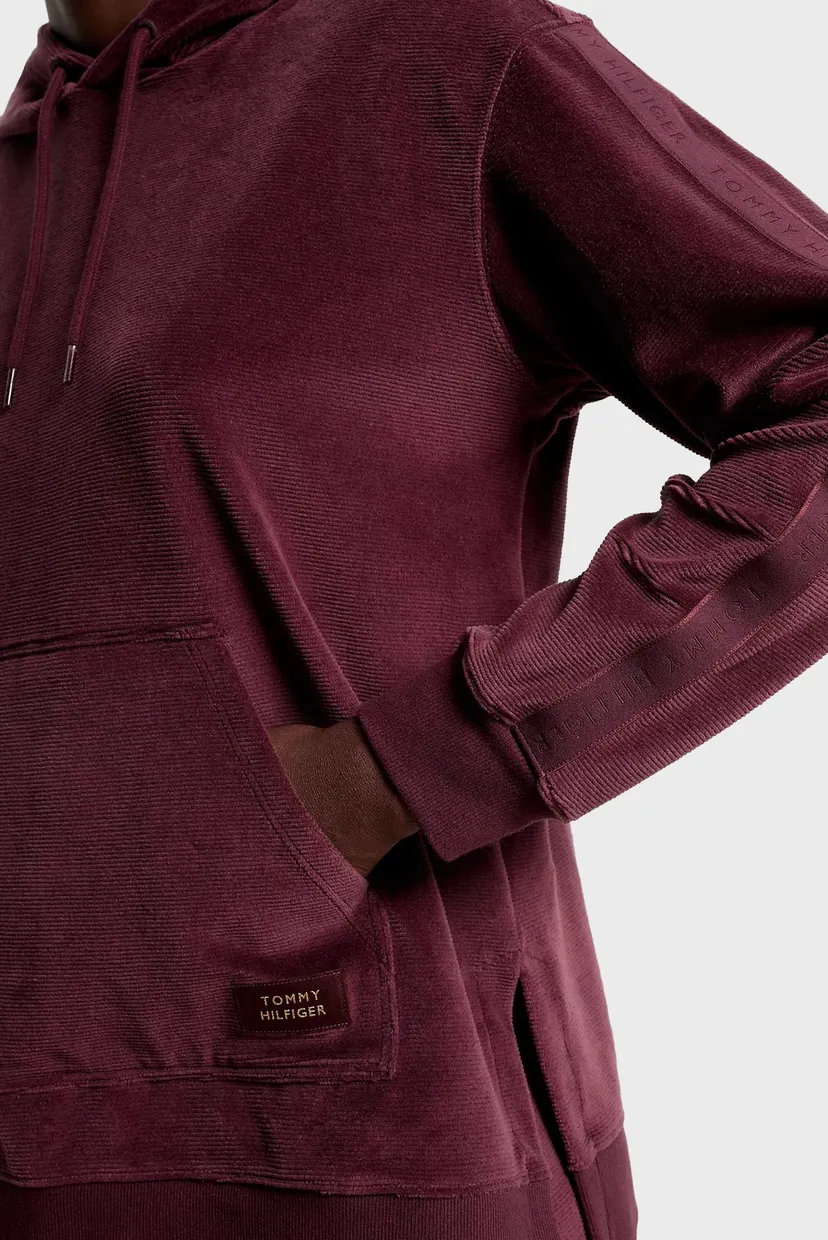 Жіноче бордове велюрове худі LONG HOODIE VELOUR 4