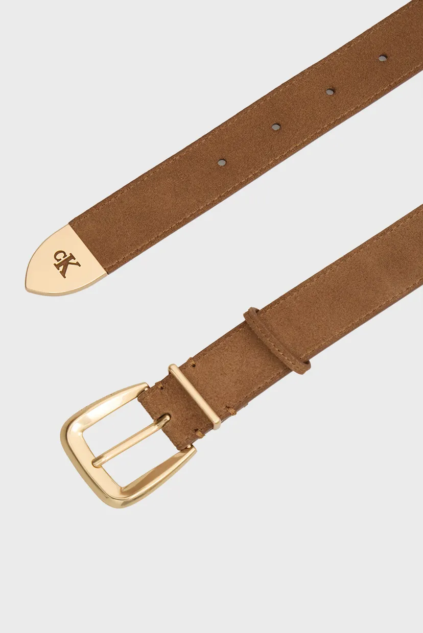 Жіночий коричневий замшевий ремінь TIP BUCKLE 30MM 3