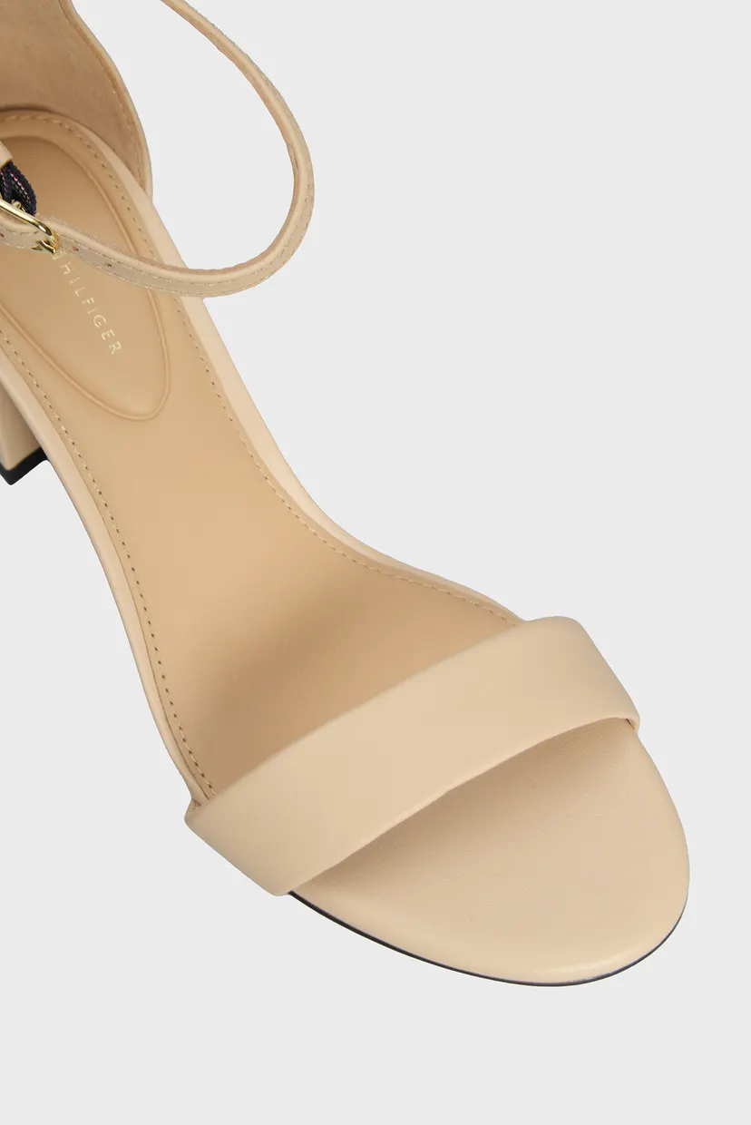 Женские бежевые кожаные босоножки LEATHER ANKLE STRAP HEEL 4
