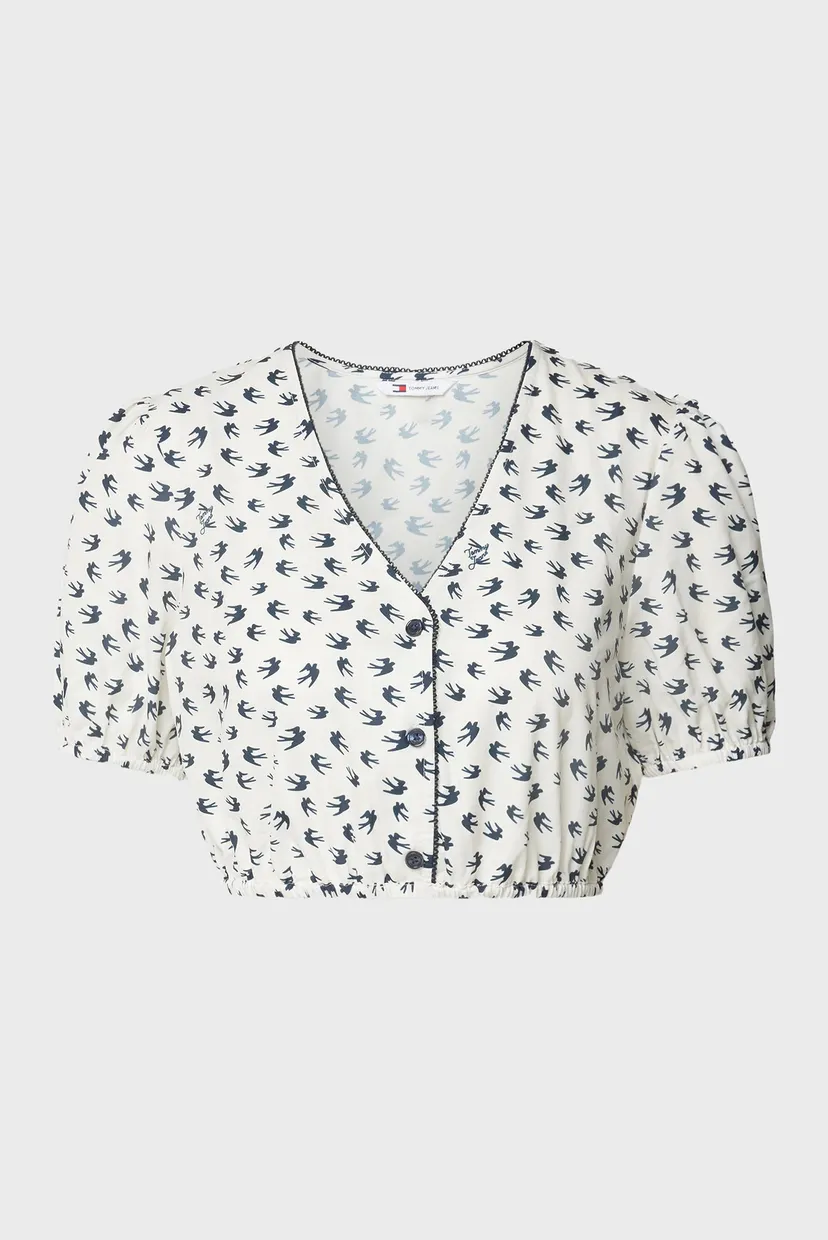 Жіночий білий топ з візерунком TJW CRP AOP SS BLOUSE 6