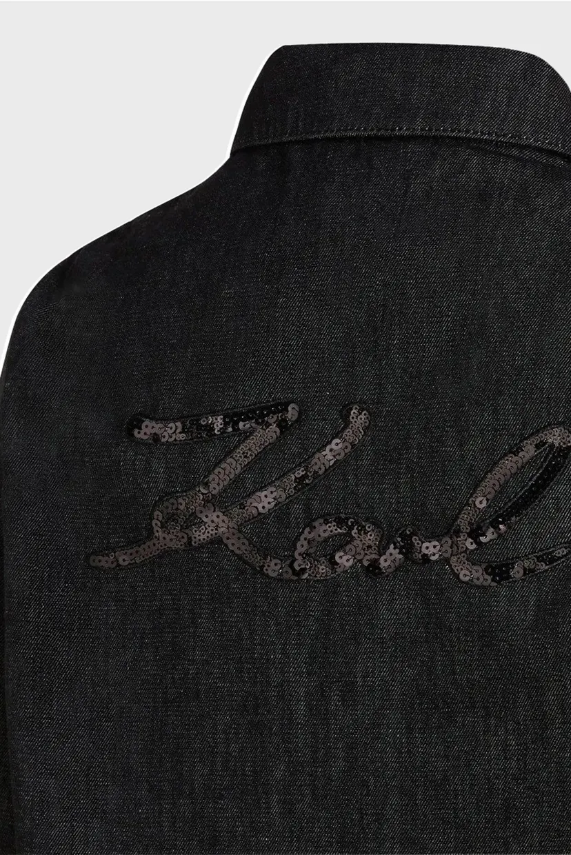 Женская черная джинсовая рубашка SPARKLE DENIM SHIRT 4