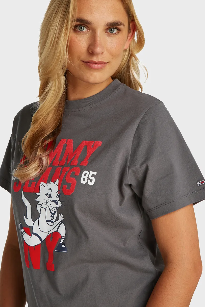 Женская серая футболка TJW RUNNING CAT GRAPHIC 2 TEE 4