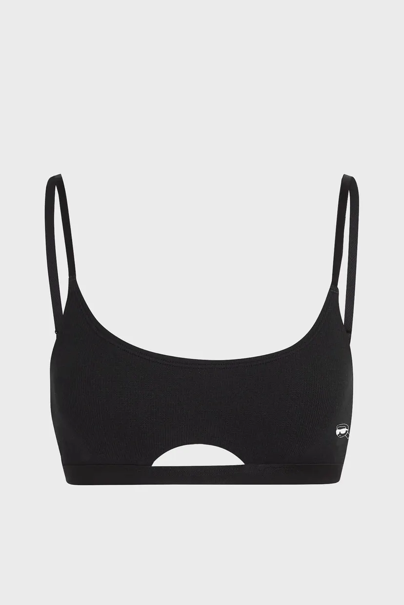 Женский черный топ ikon rib peephole bralette 5