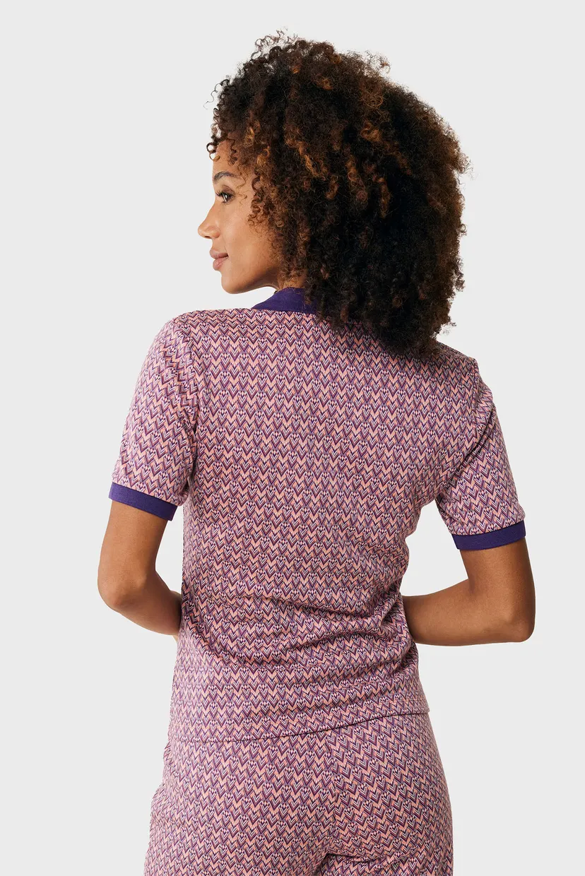 Женское поло с узором Short sleeve jacquard knit polo 3