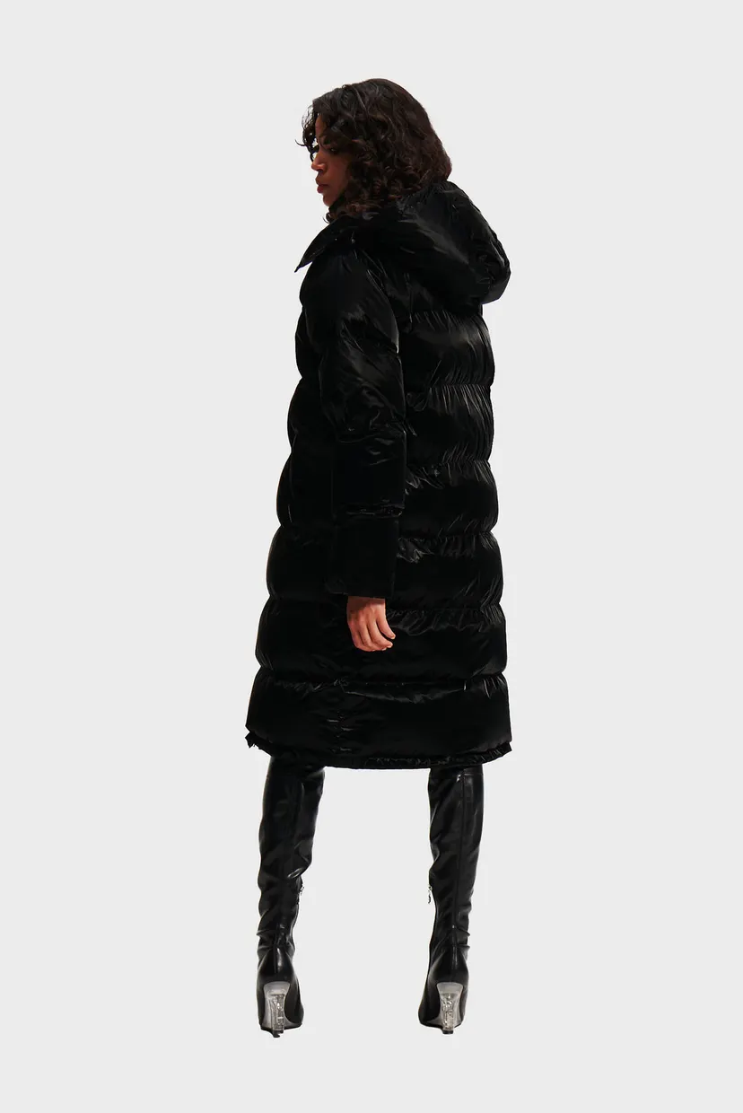 Жіноча чорна куртка QUILTED LONG 3