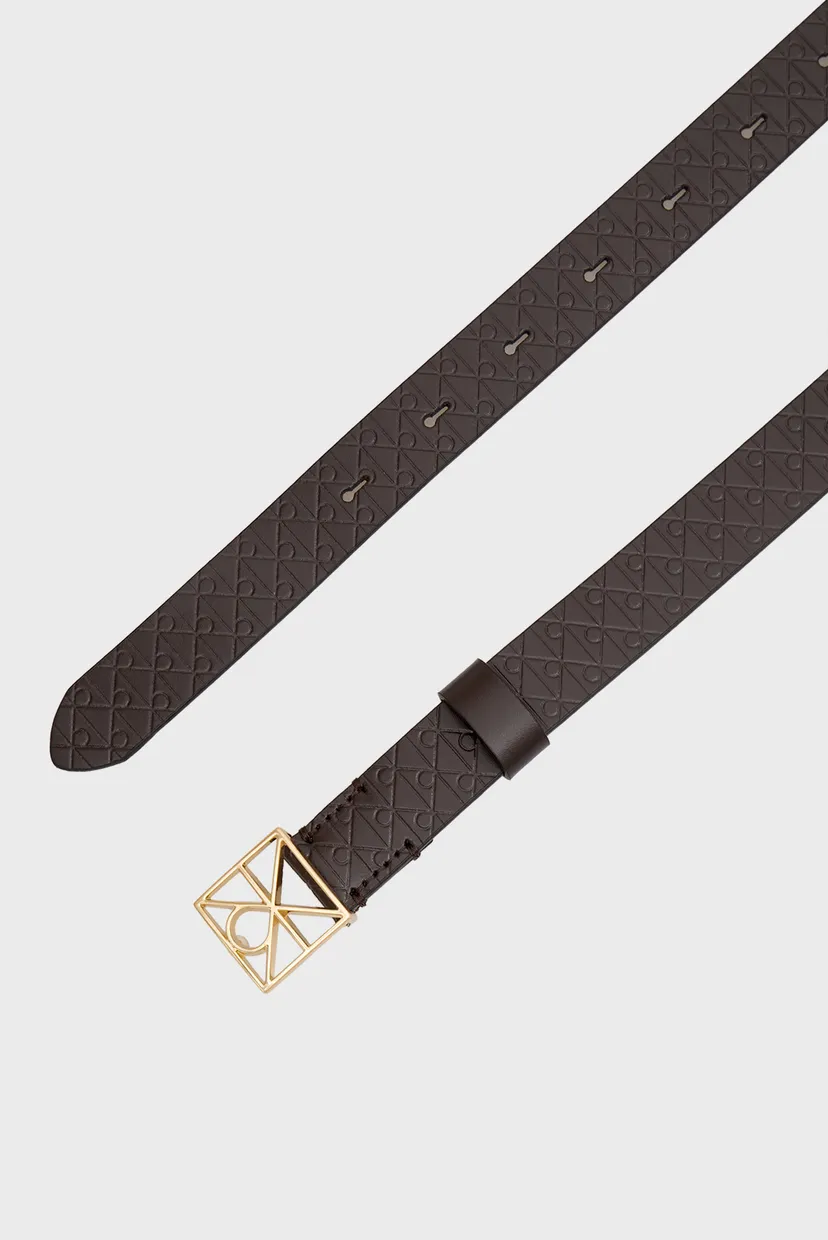 Женский темно-коричневый кожаный ремень EMBLEM BUCKLE STRAP 25MM 3