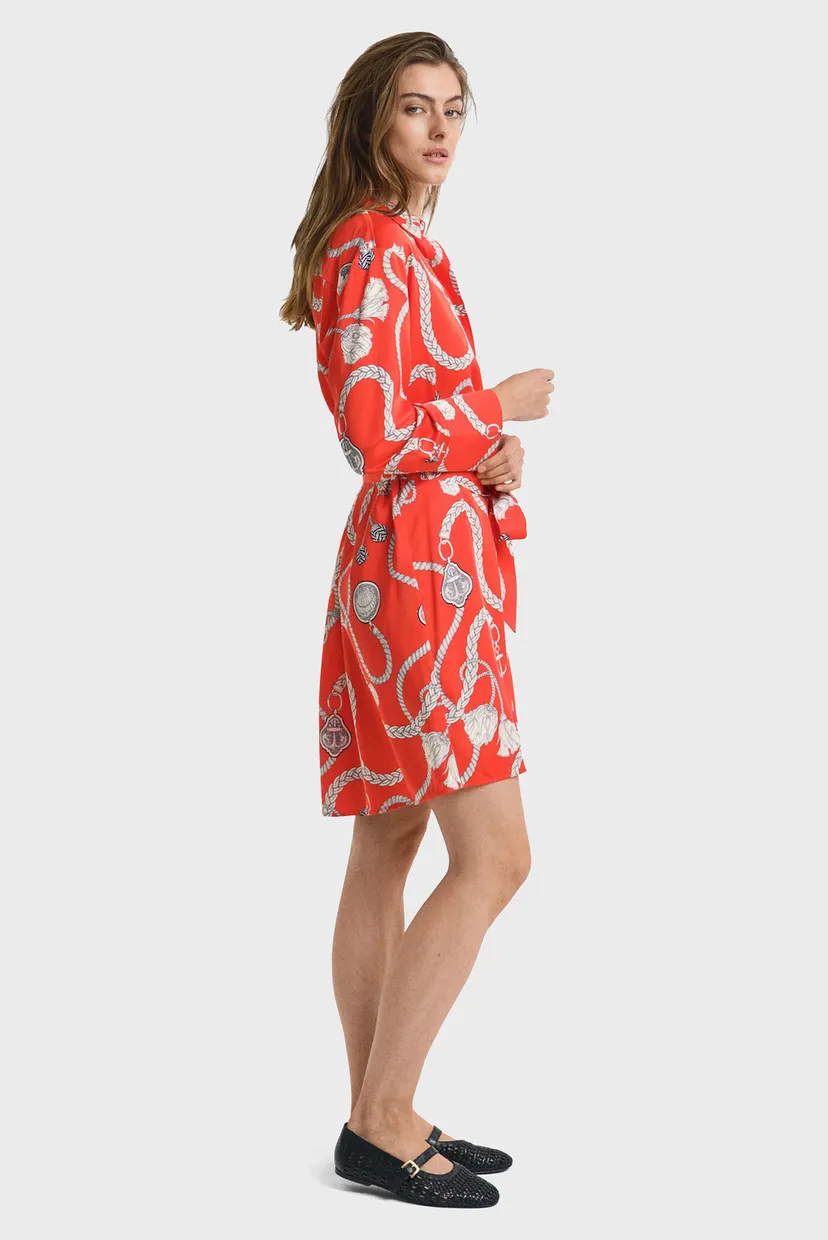 Женское коралловое платье с узором  REL SAILING PRINT SHIRT DRESS 3