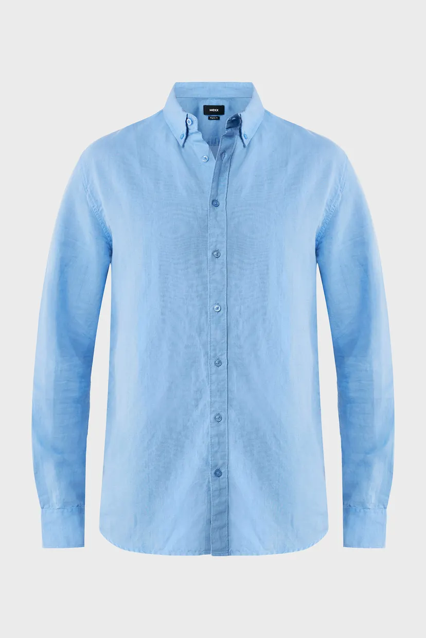Чоловіча блакитна лляна сорочка CALEB Basic linen shirt 5
