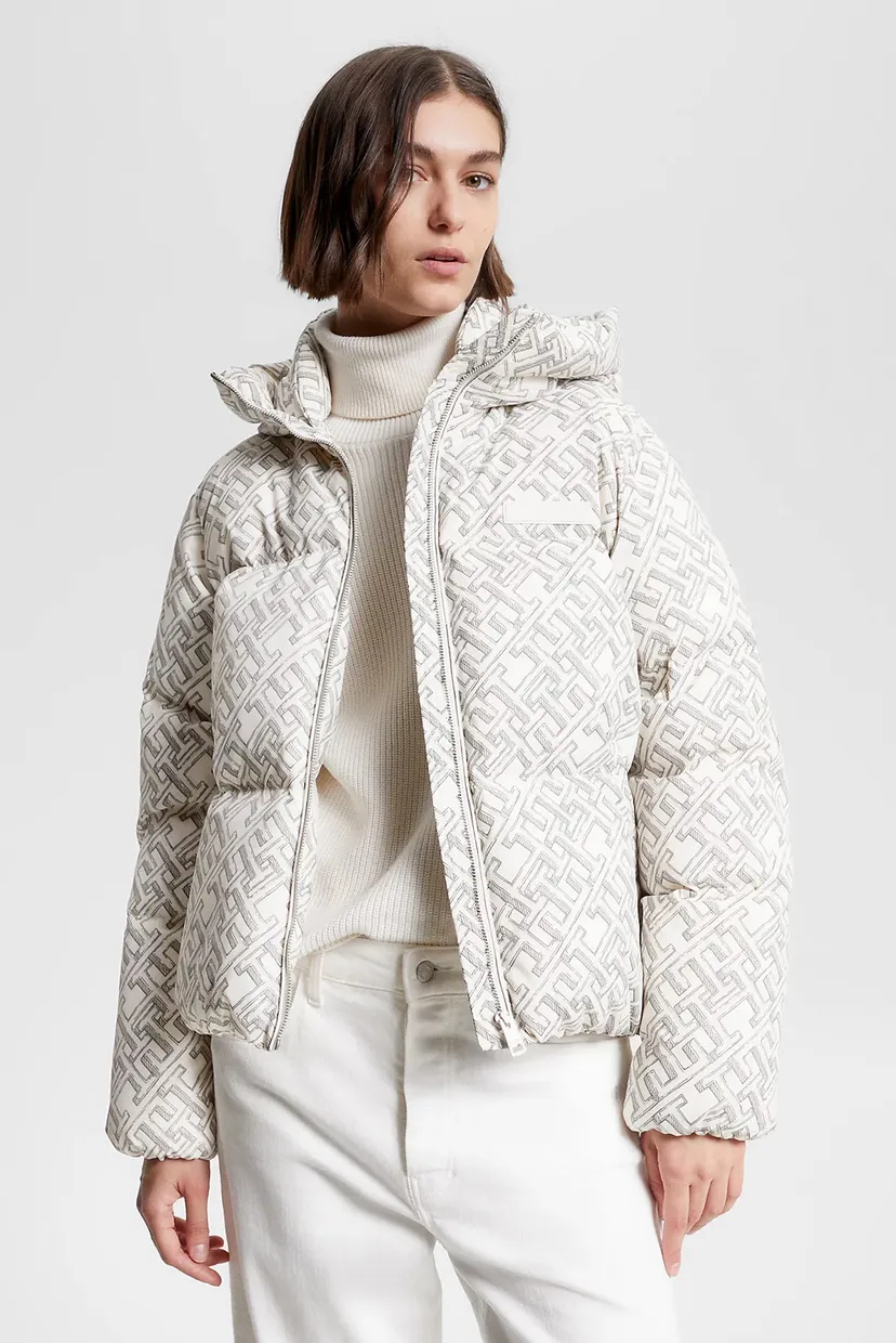 Женский белый пуховик с узором AMD NEW YORK PUFFER JACKET Tommy