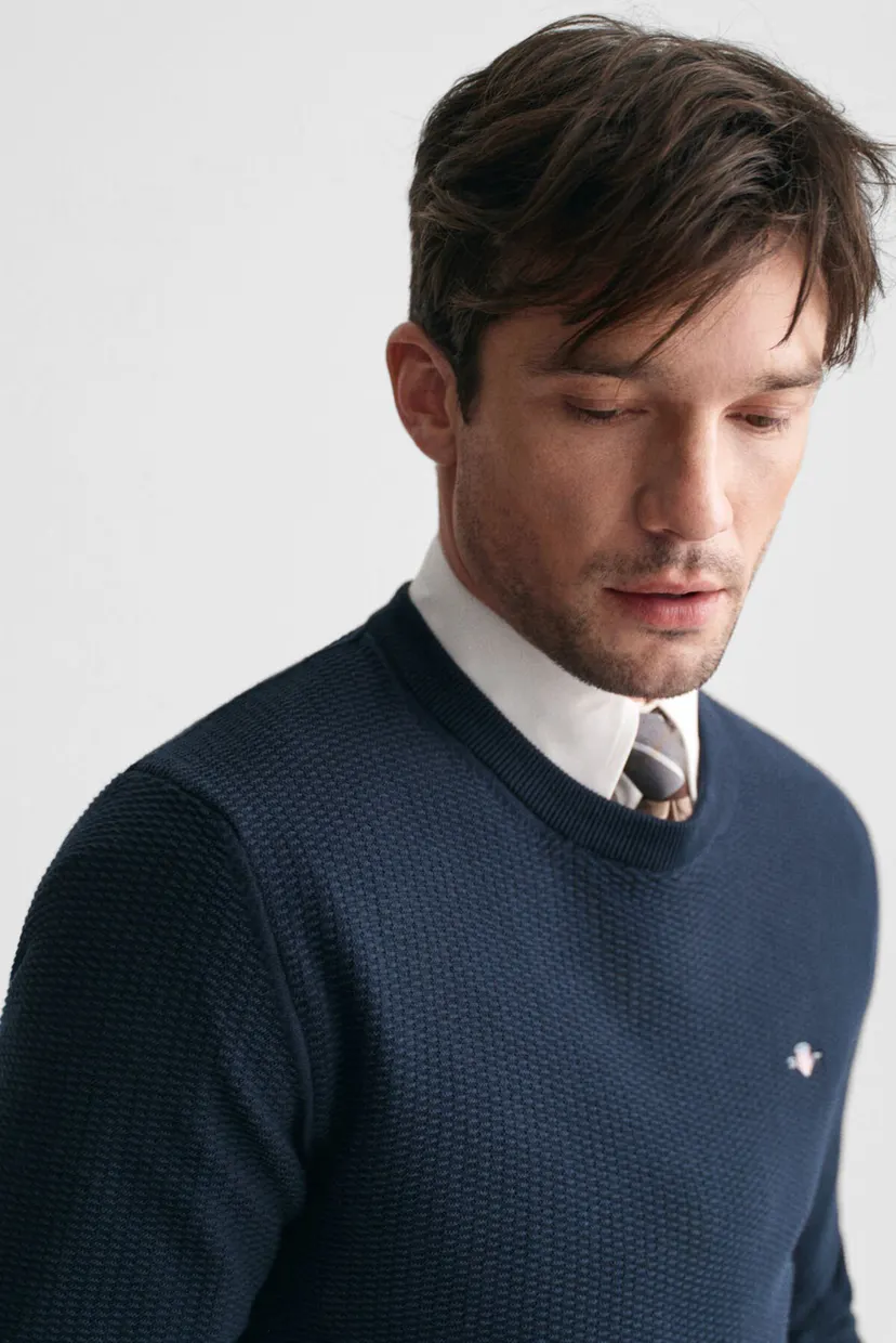 Мужской темно-синий джемпер COTTON MICRO TEXTURED 4