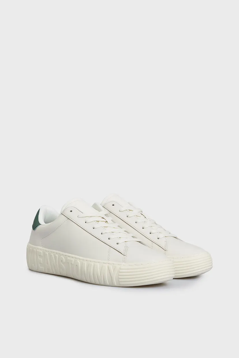 Мужские белые кожаные сникерcы LEATHER OUTSOLE 3