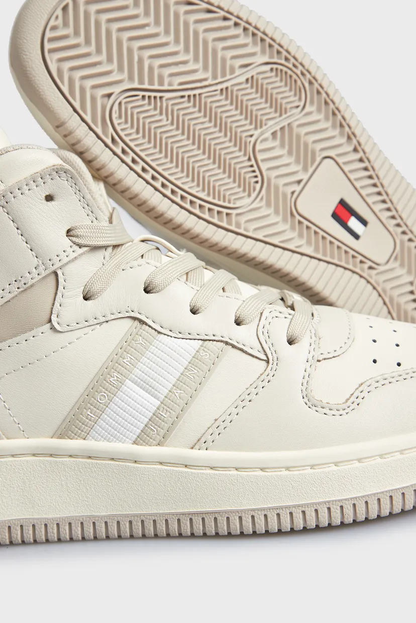 Женские бежевые кожаные кроссовки TJW RETRO BASKET MC LEATHER MIX 4