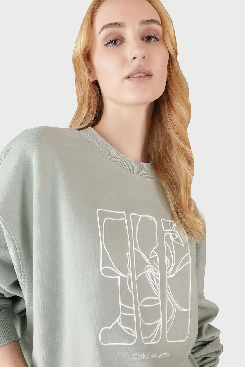Женский мятный свитшот EMBROIDERED AW OVERSIZED CN 4