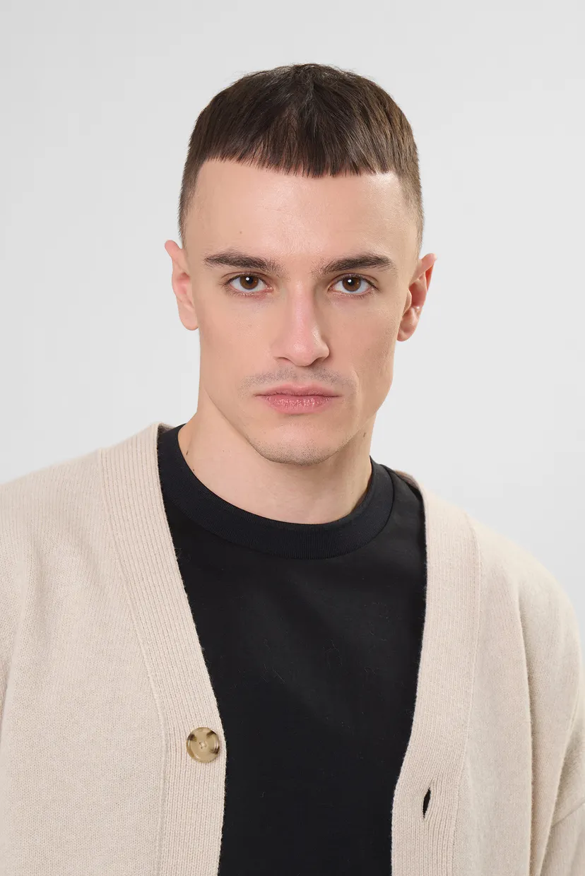 Чоловічий білий вовняний кардиган 4