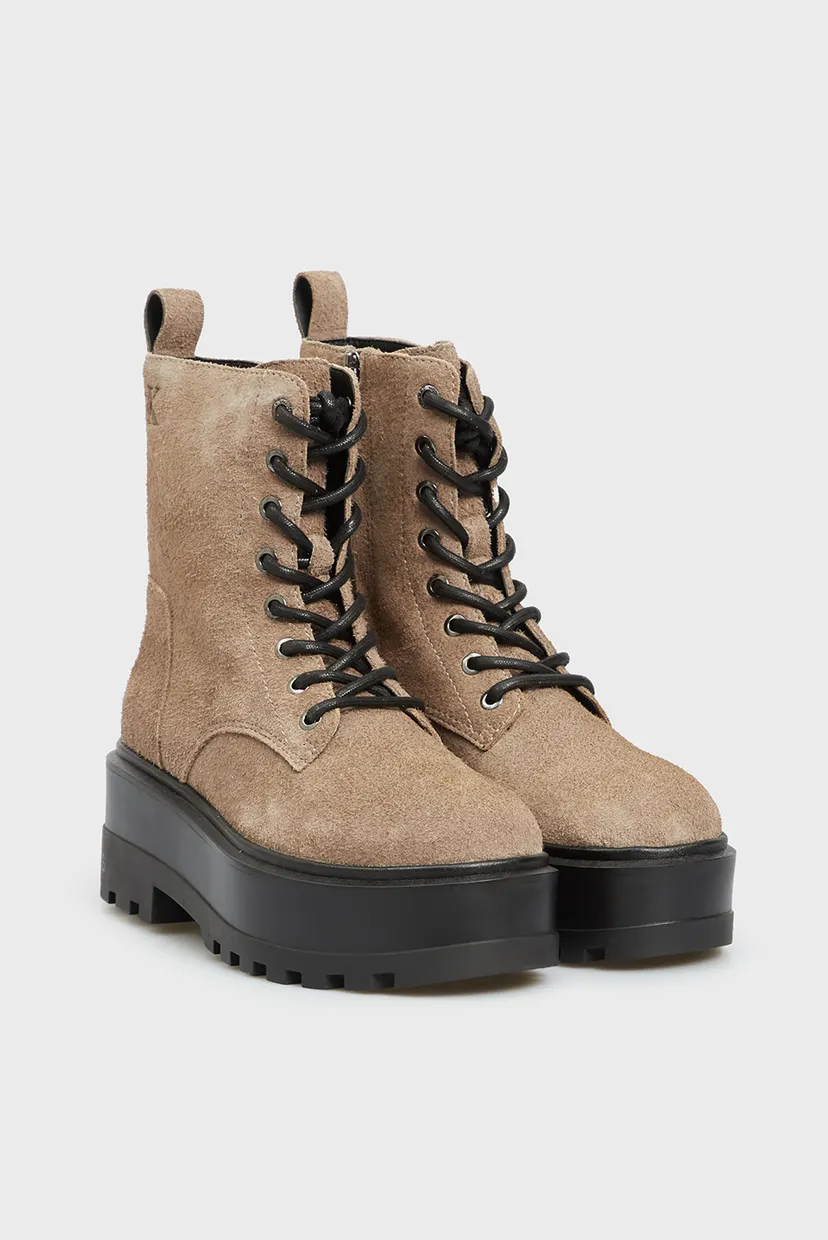 Жіночі бежеві замшеві черевики FLATFORM ZIP LACEUP MG S 3
