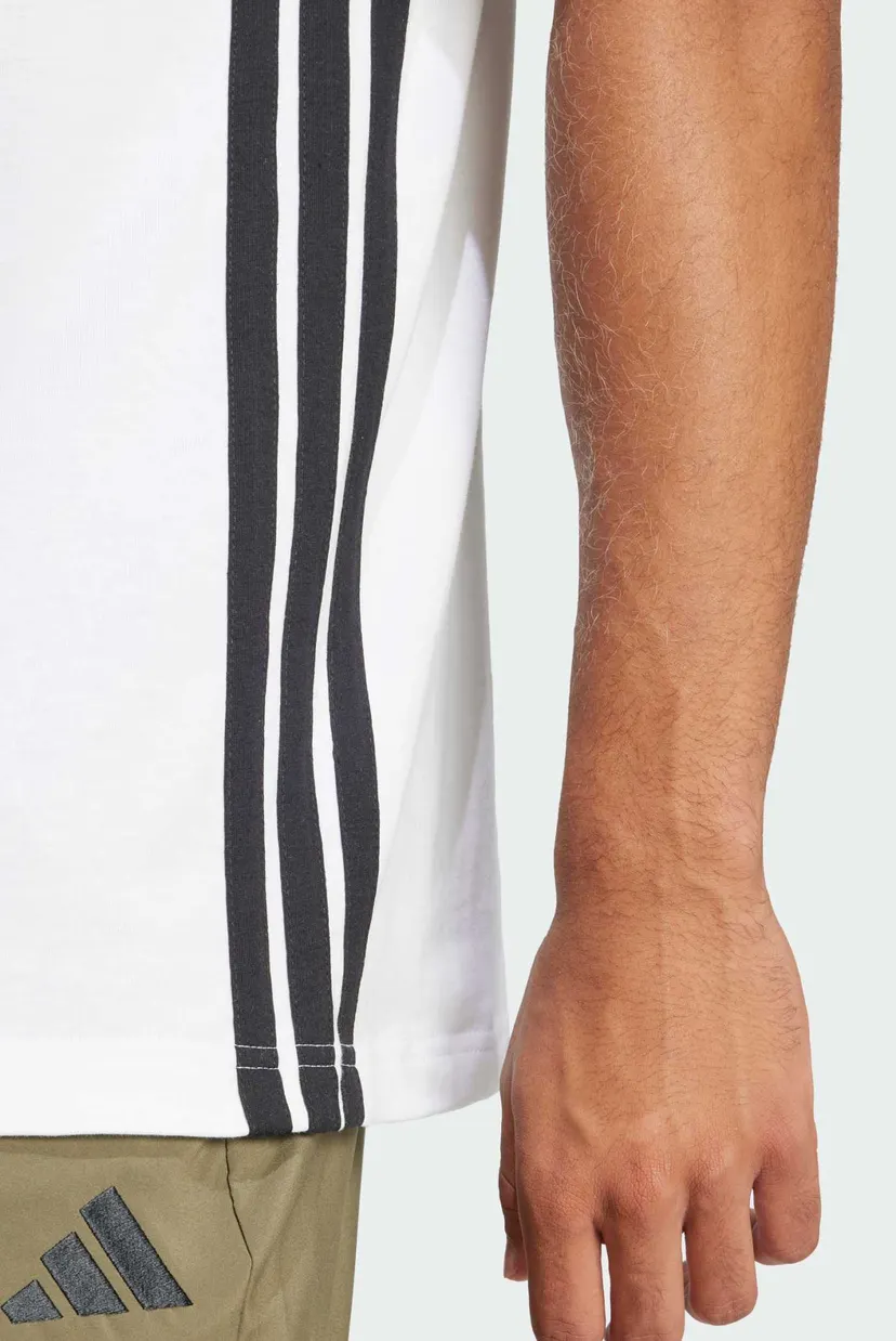 Мужская белая футболка Essentials 3-Stripes Single Jersey 5