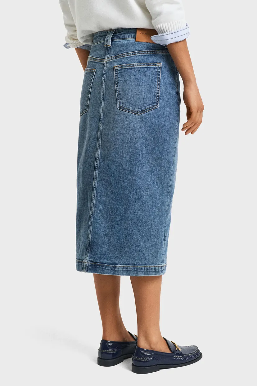 Женская синяя джинсовая юбка MIDI DENIM SKIRT 3