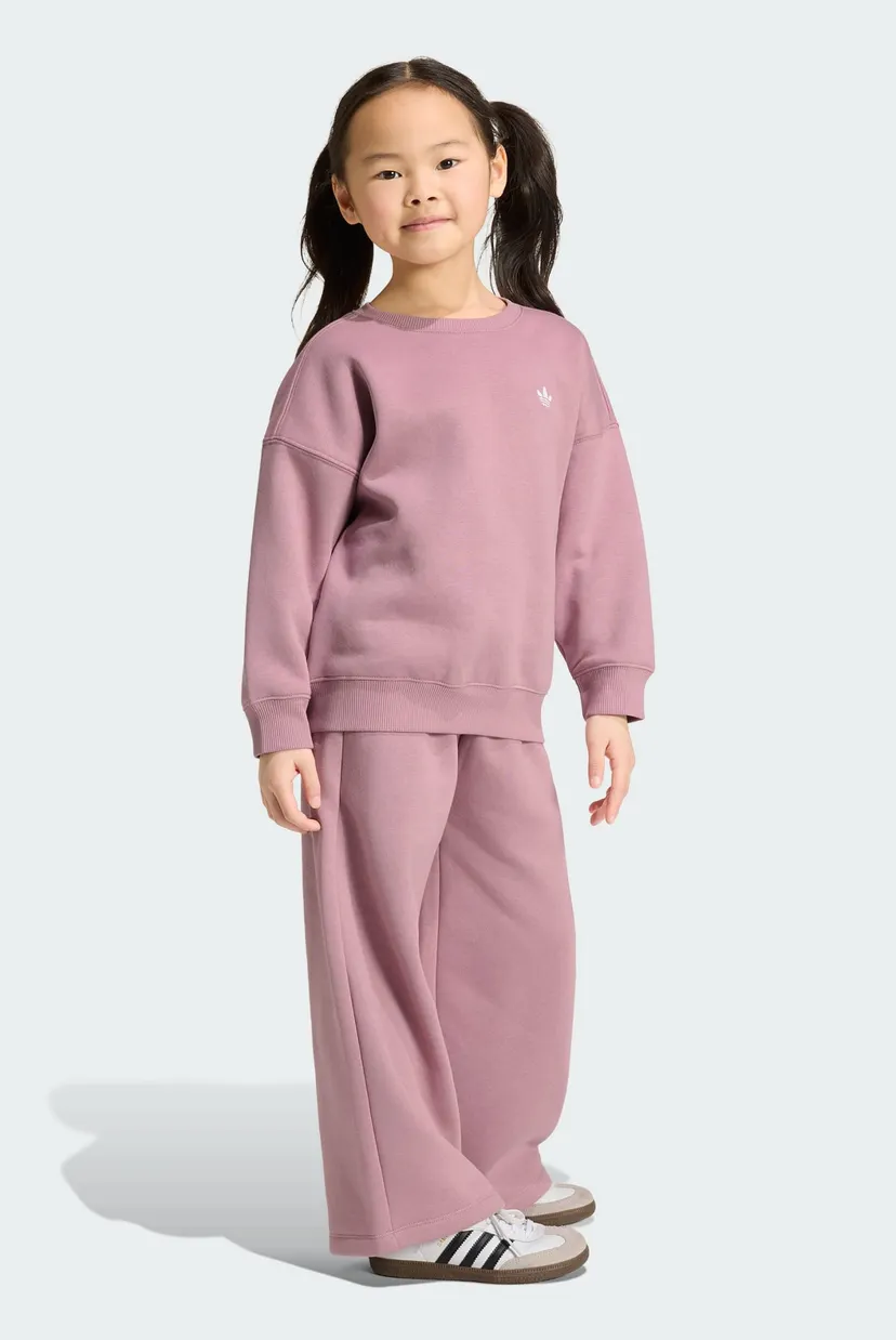 Детский розовый спортивный костюм (свитшот, брюки) LOOSE CREW Top & WIDE LEG PANTS 3