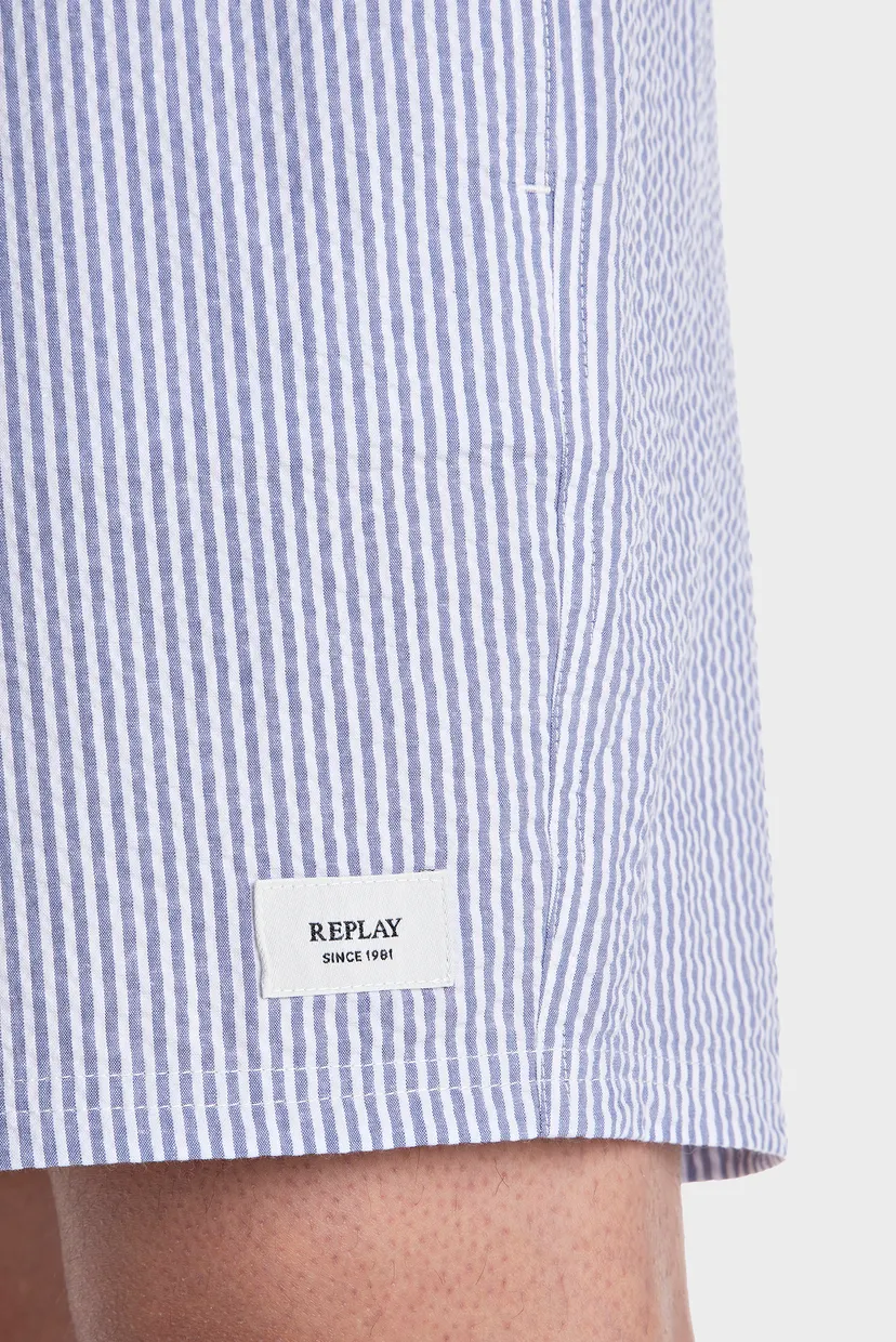 Чоловічі блакитні плавальні шорти у смужку 5