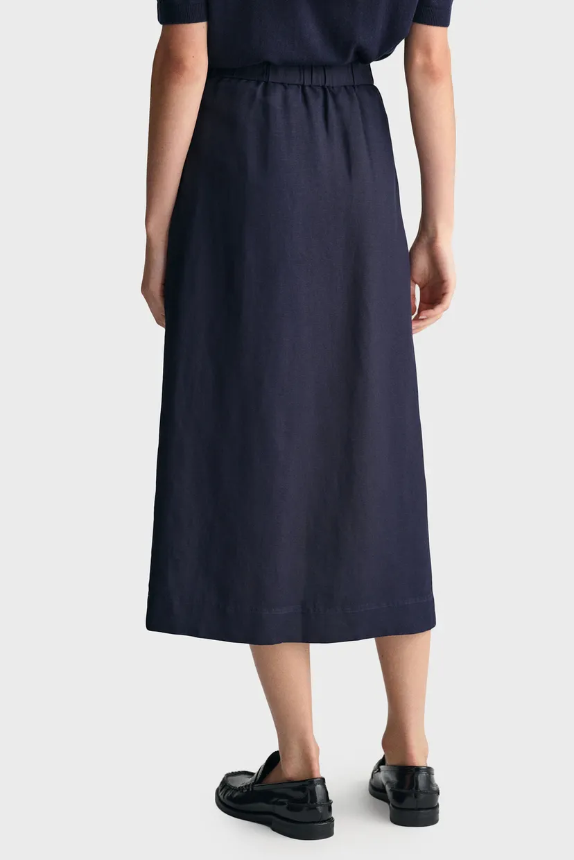 Женская темно-синяя льняная юбка REL MIDI LINEN BLEND 3