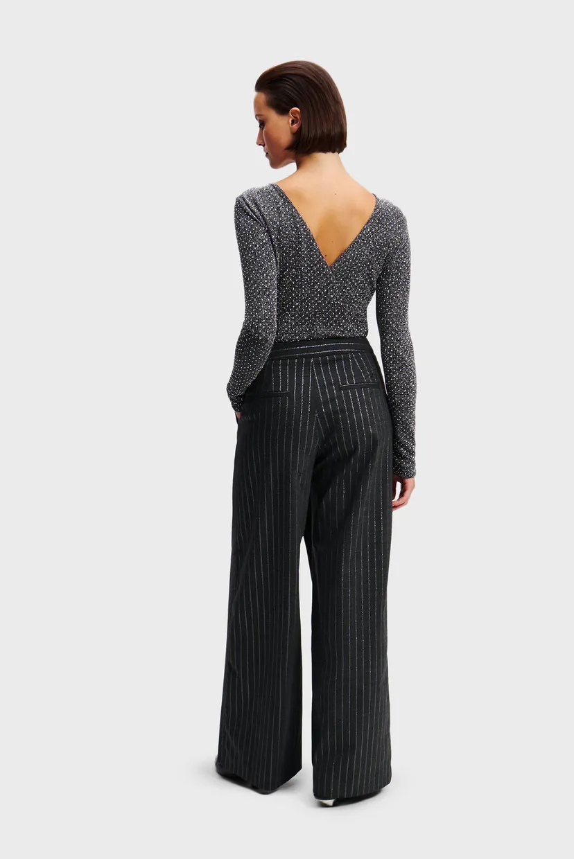 Женские серые брюки в полоску PINSTRIPE WRAP PANTS 3