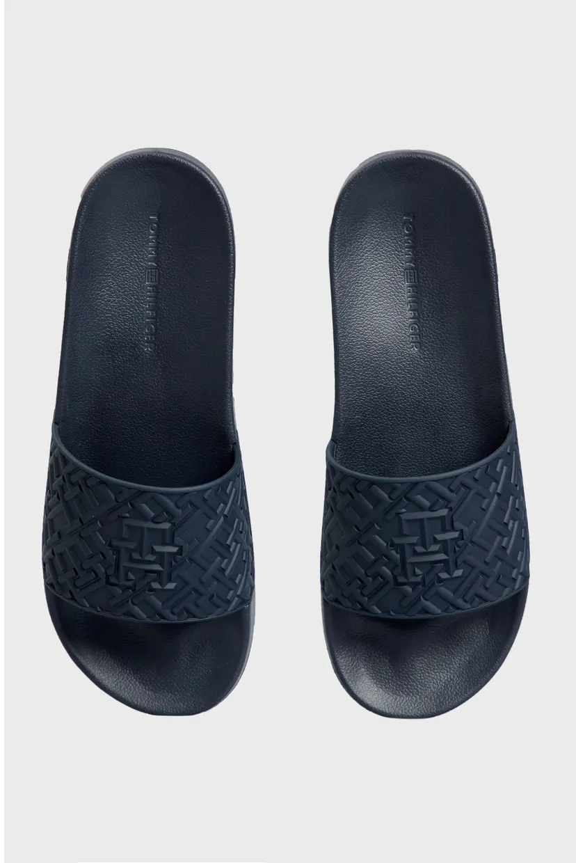 Мужские темно-синие слайдеры с узором RUBBER TH MONOGRAM POOL SLIDE 4