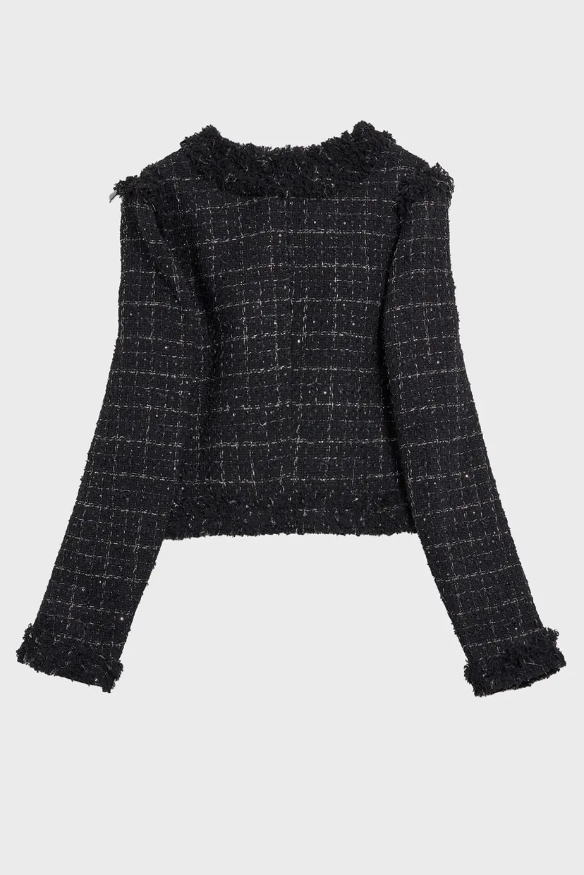 Жіночий чорний твідовий жакет BOUCLE JACKET 3