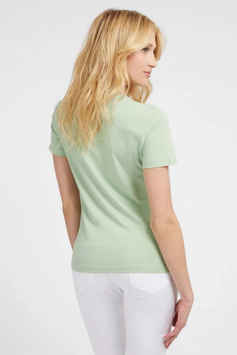 Женская зеленая футболка SS RN GUESS SCRIPT T 3