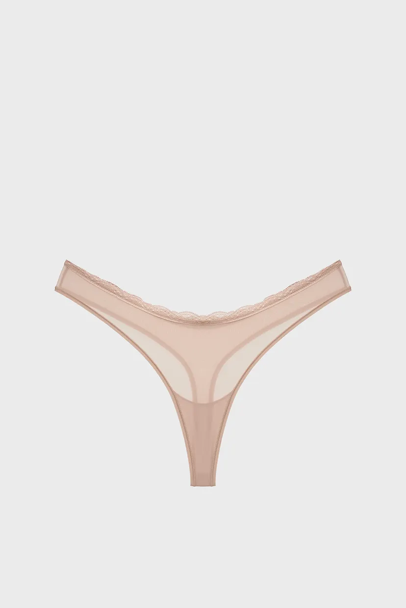 Жіночі бежеві трусики THONG 7