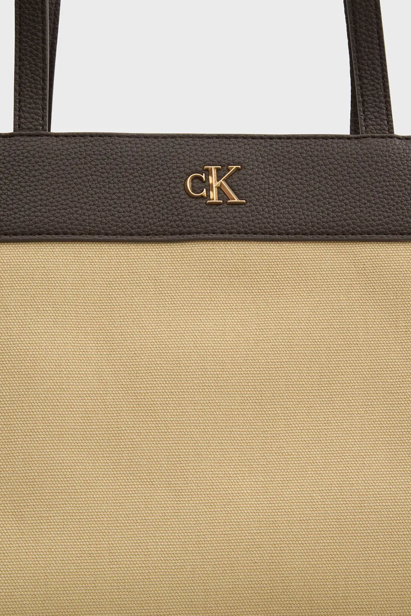 Жіноча бежева сумка CK CANVAS MEDIUM TOTE 5