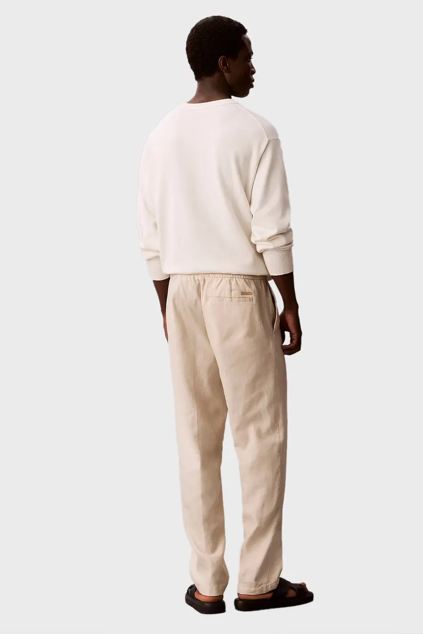 Мужские белые льняные брюки PULL ON 4
