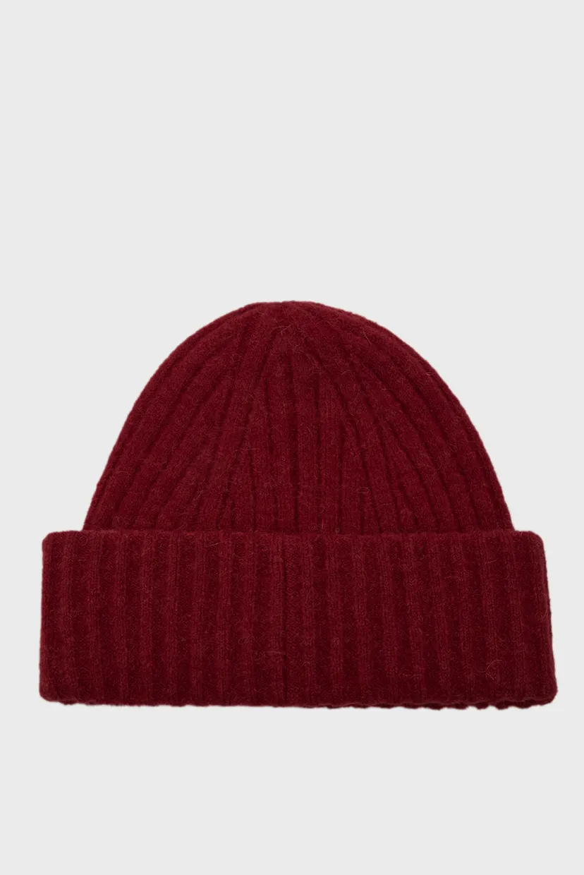 Женская бордовая шапка TH FLUFFY BEANIE 3