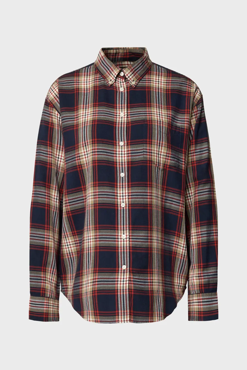 Женская темно-синяя рубашка в клетку FLANNEL 7