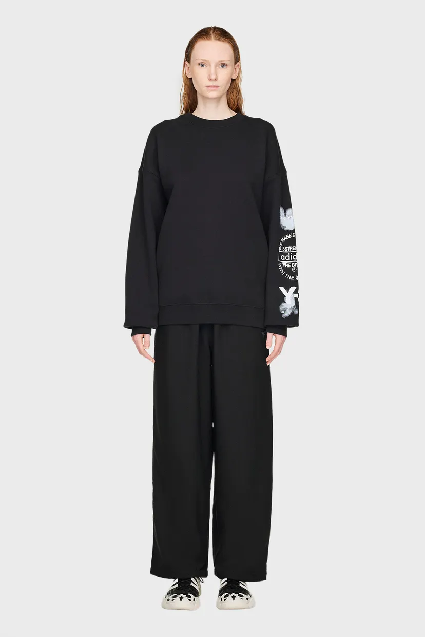 Черный свитшот Y-3 Graphic Crew (унисекс) 4