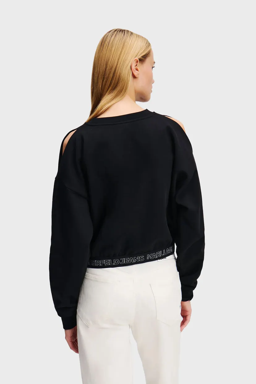 Женский черный свитшот reg open shoulder 3