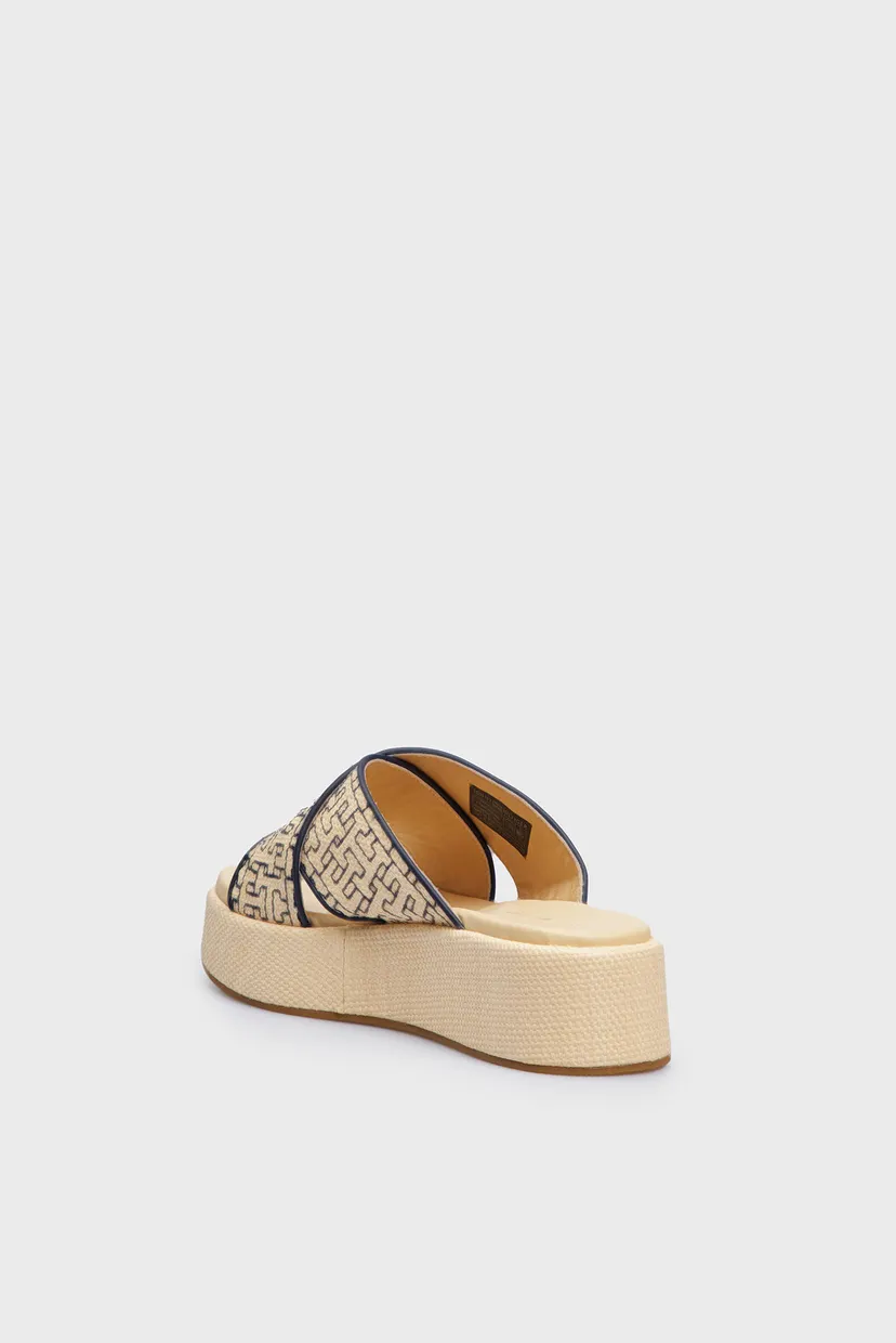 Женские бежевые слайдеры с узором TH MONO RAFIA FLATFORM 5