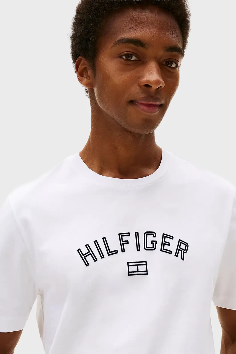 Мужская белая футболка HILFIGER FLOCK TEE 4