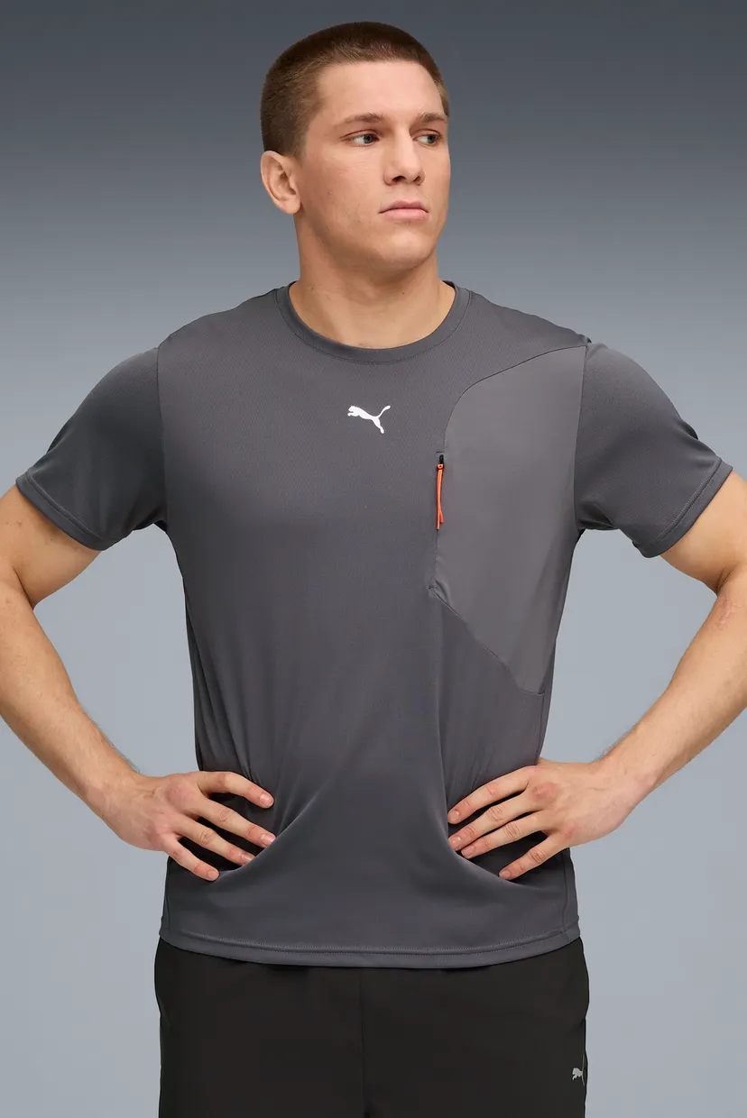 まよ Чоловіча сіра футболка FLEX Jacquard Training Pocket Tee Men PUMA