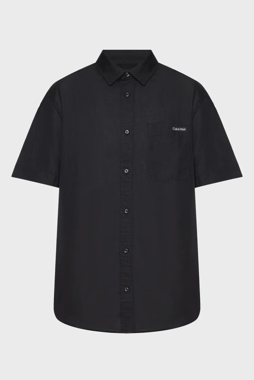 Чоловіча чорна лляна сорочка LINEN COTTON S/S SHIRT 7