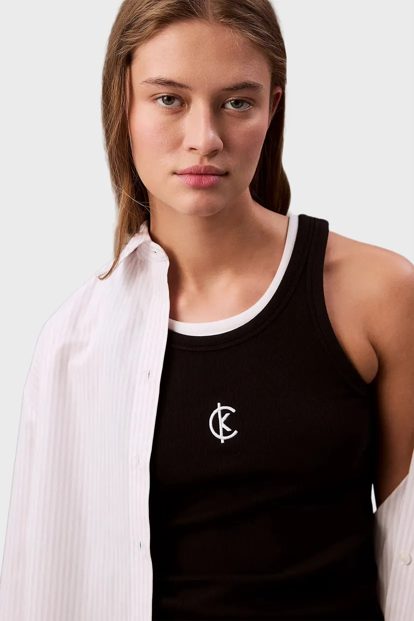 Жіноча чорна майка SL Cotton Contour Rib CK Tank 5