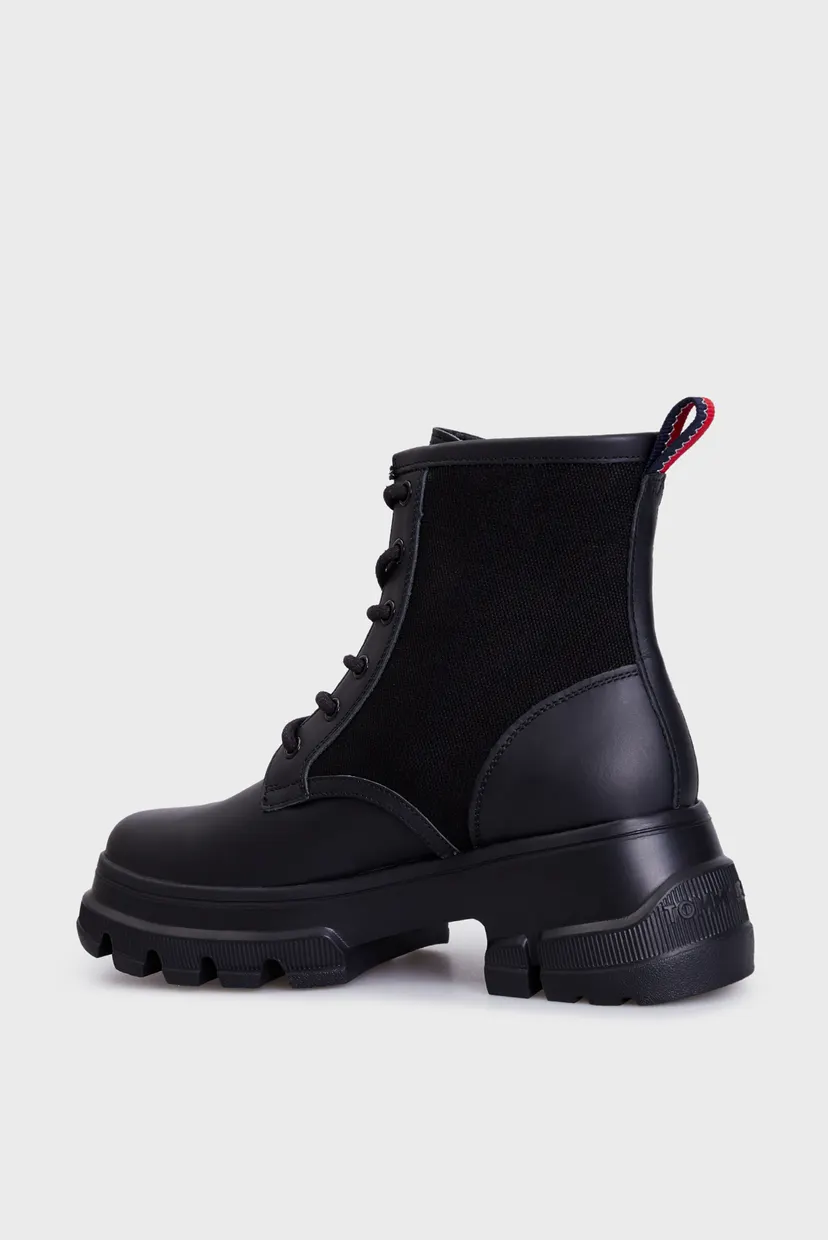 Женские черные кожаные ботинки TJW CHUNKY LACE UP BOOT MIX MAT 5