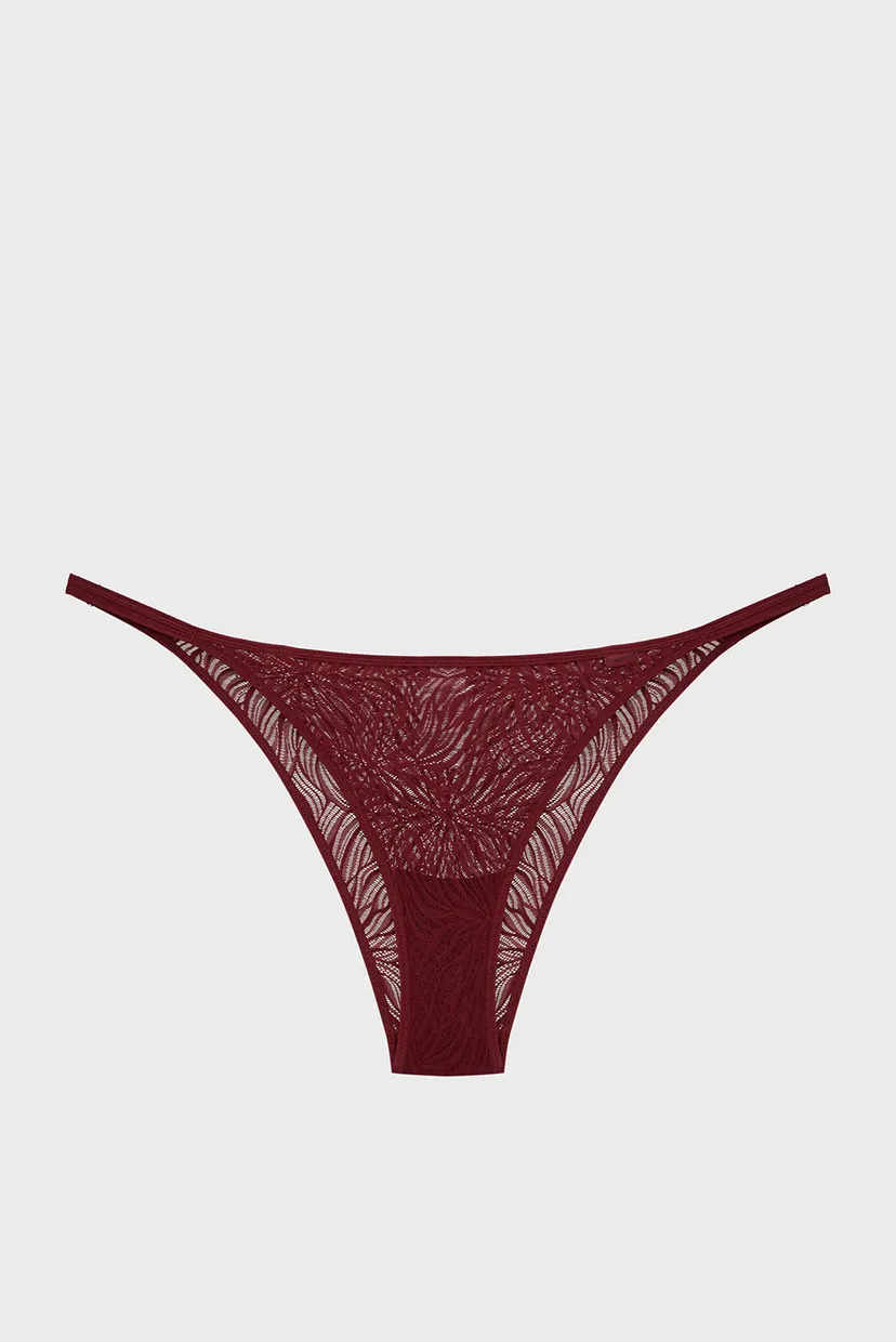 Жіночі бордові трусики HIGH LEG TANGA 6