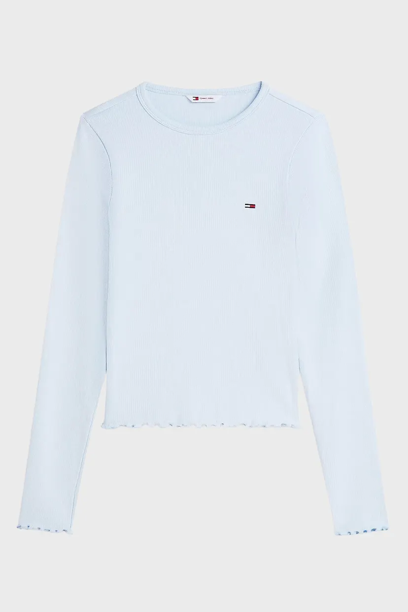 Женский голубой лонгслив SLIM SH LETTUCE EDGE RIB LS 5