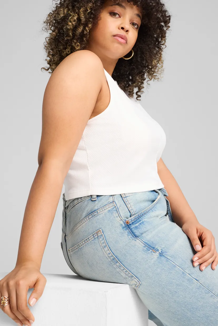 Жіночий білий топ WARDROBE ESS Ribbed Crop Top Women 5