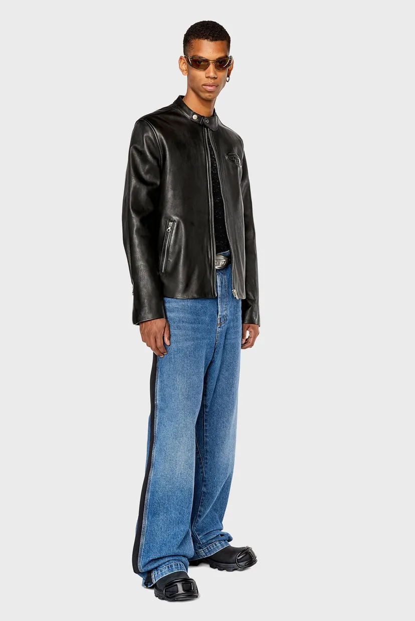 Мужская черная кожаная куртка L-METALO JACKET Diesel A10627 0AJIR