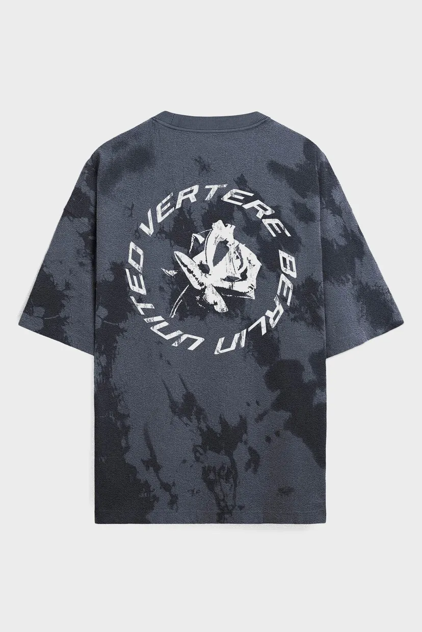 Темно-синя футболка DISTRESSED ROSE NAVY (унісекс) 8