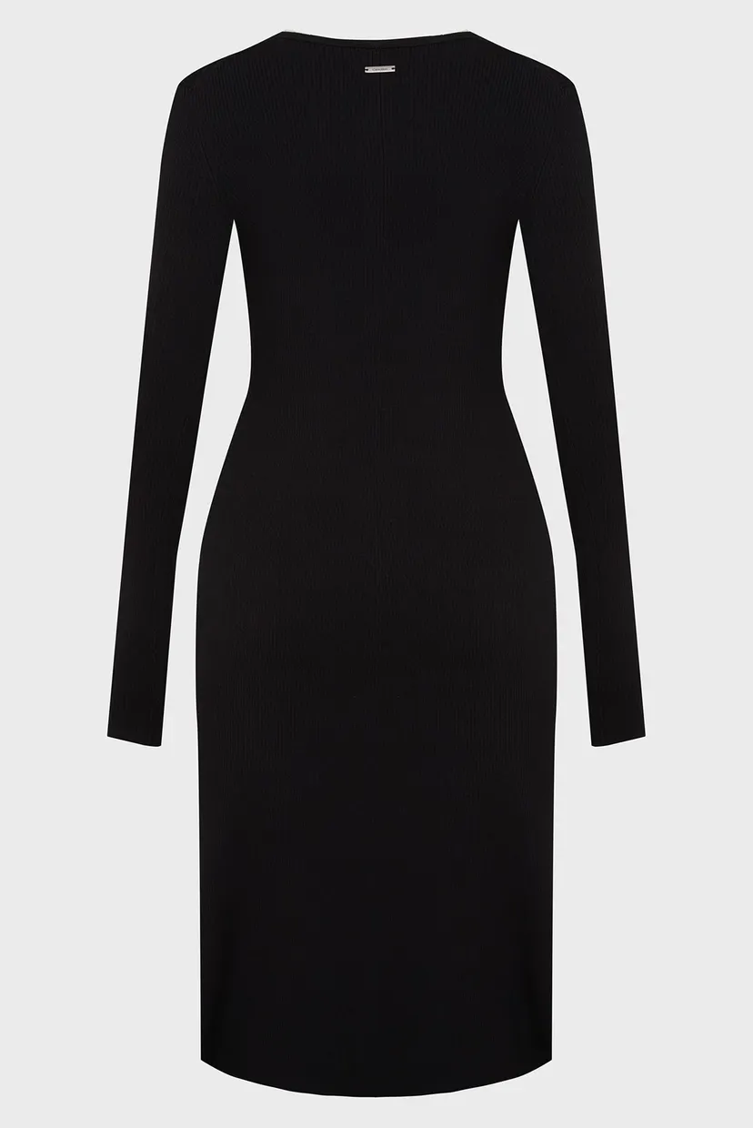 Женское черное платье ICONIC RIB SWEATER DRESS 7