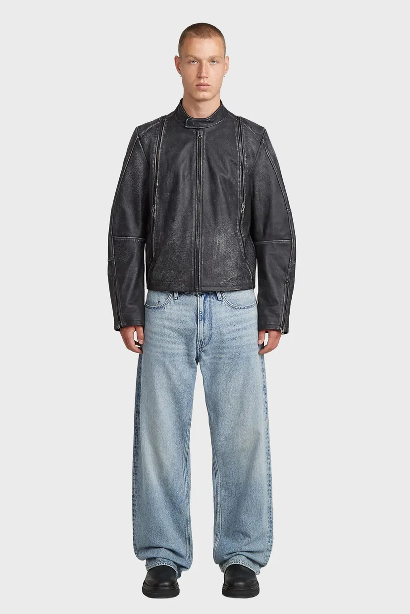 Мужская темно-серая кожаная куртка Leather Blouson G-Star RAW