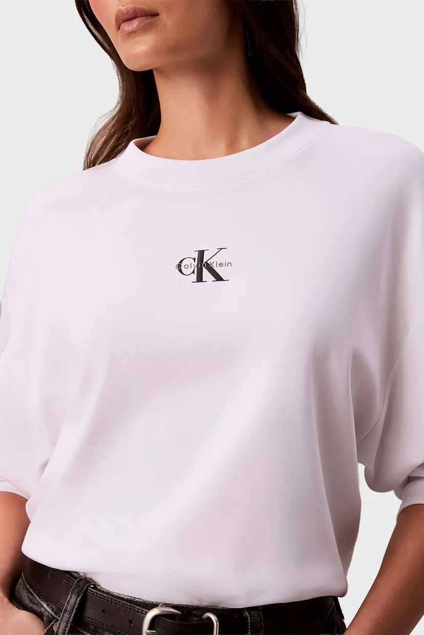 Женский белый лонгслив MONOLOGO OVERSIZED CREW 4