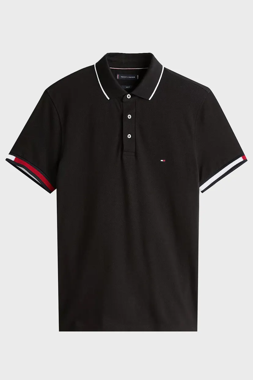 Мужское черное поло FLAG CUFF SLIM FIT 5